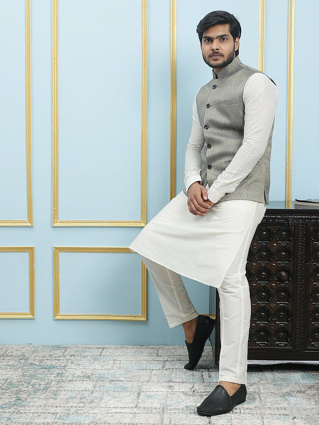 Woven Jacquard Nehru Jacket