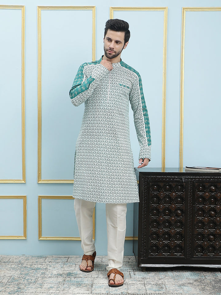 Printed Pure Cotton Straight Kurta with Pyjama