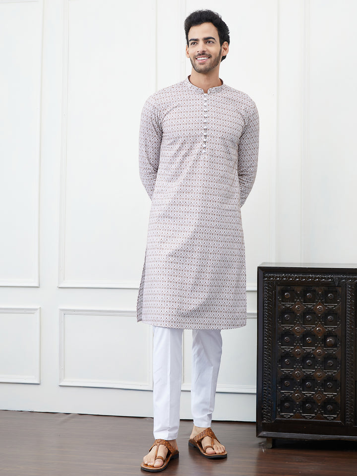 Embroidered Pure Cotton Straight Kurta