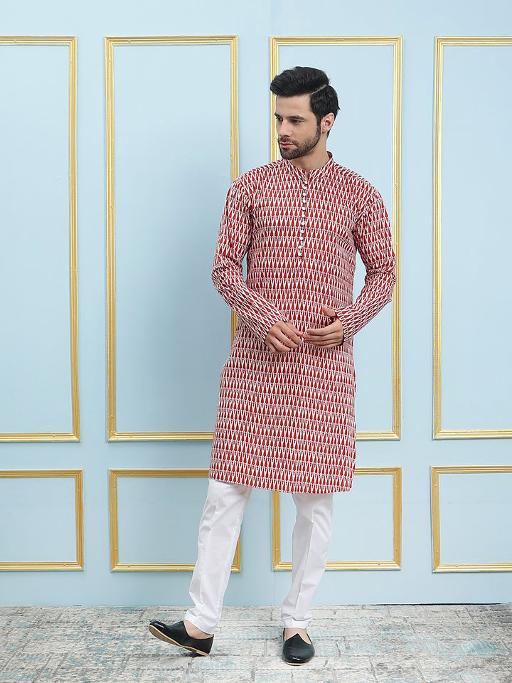 Printed Pure Cotton Straight Kurta with Pyjama