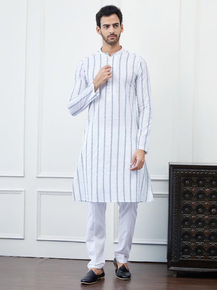 Embroidered Pure Cotton Straight Kurta