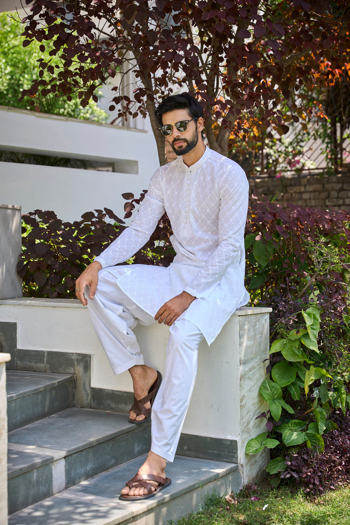 Pure Cotton Chikankari Embroidered Straight kurta