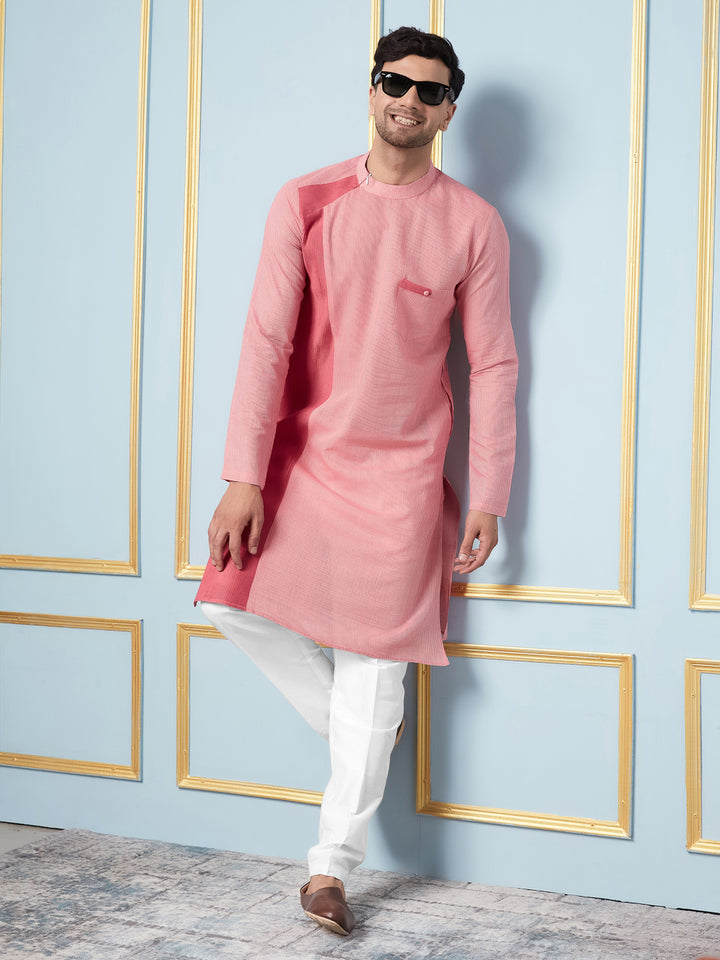 Woven Striped Straight Kurta With Pyjama