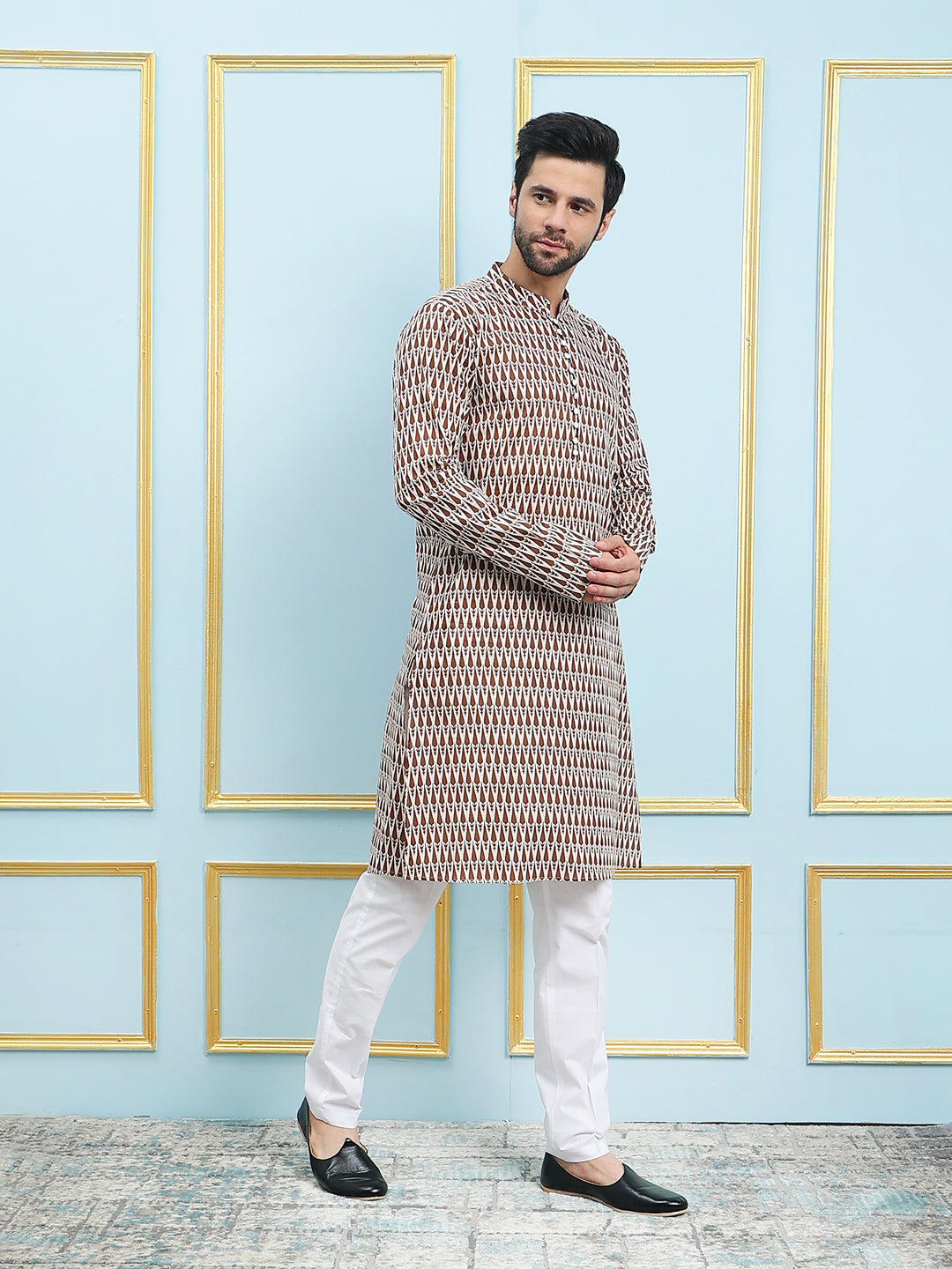 Printed Pure Cotton Straight Kurta with Pyjama