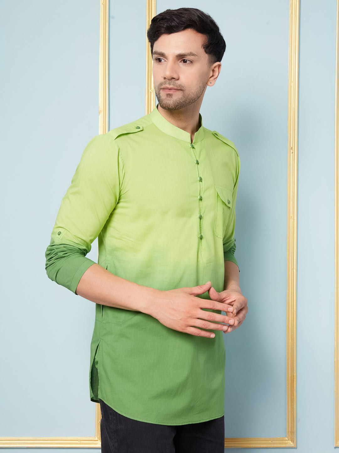 Ombre Dyed Pure Cotton Short Kurta