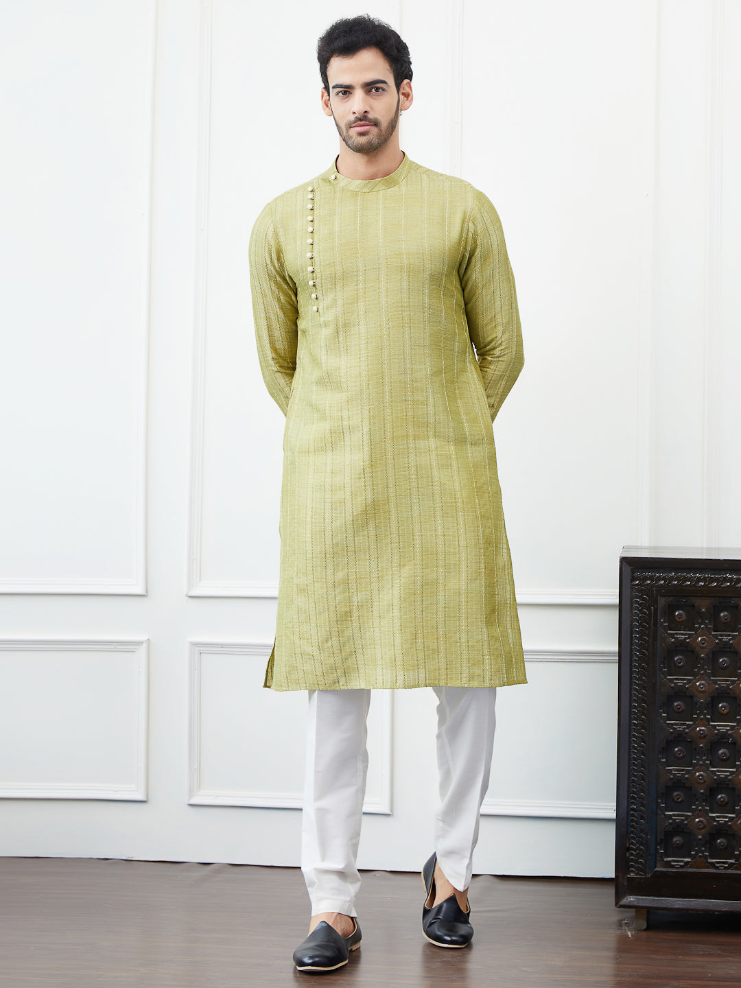 Thread Worked Pure Cotton Straight Kurta with Pyjama