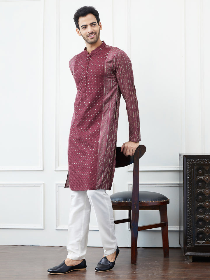 Embroidered Sequin and Thread Worked Straight Kurta with Pyjama