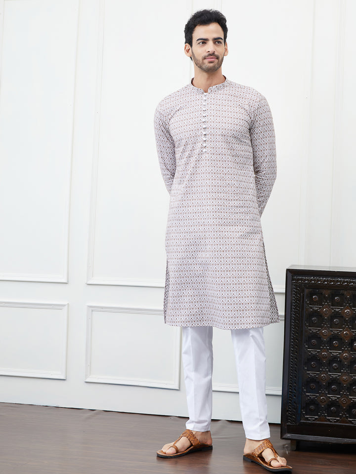 Embroidered Pure Cotton Straight Kurta