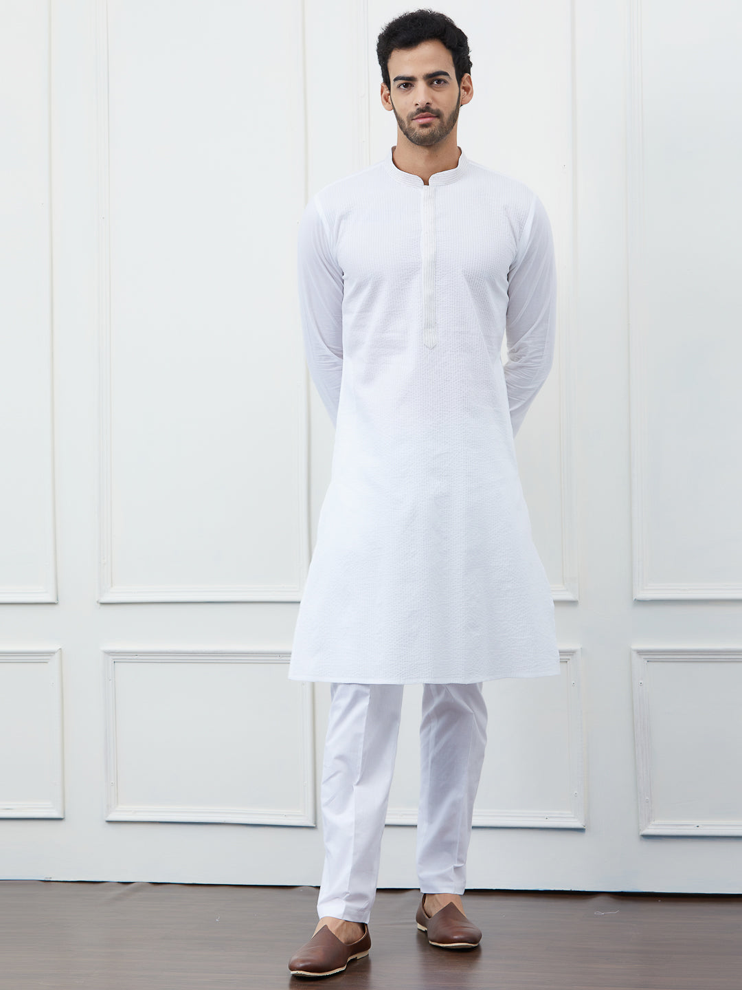 Thread Work Pure Cotton Kurta with Pyjama