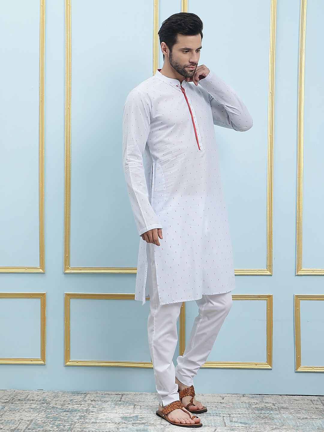 Printed Pure Cotton Striaght Kurta with Pyjama