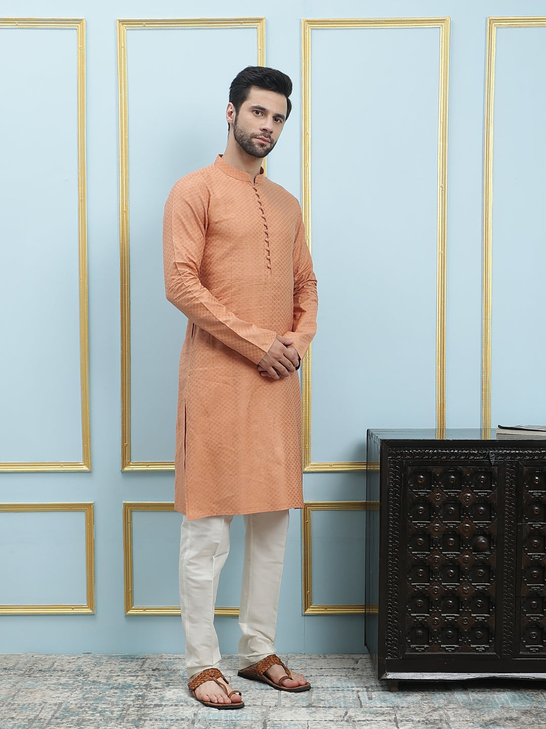 Thread Work Pure Cotton Kurta with Pyjama