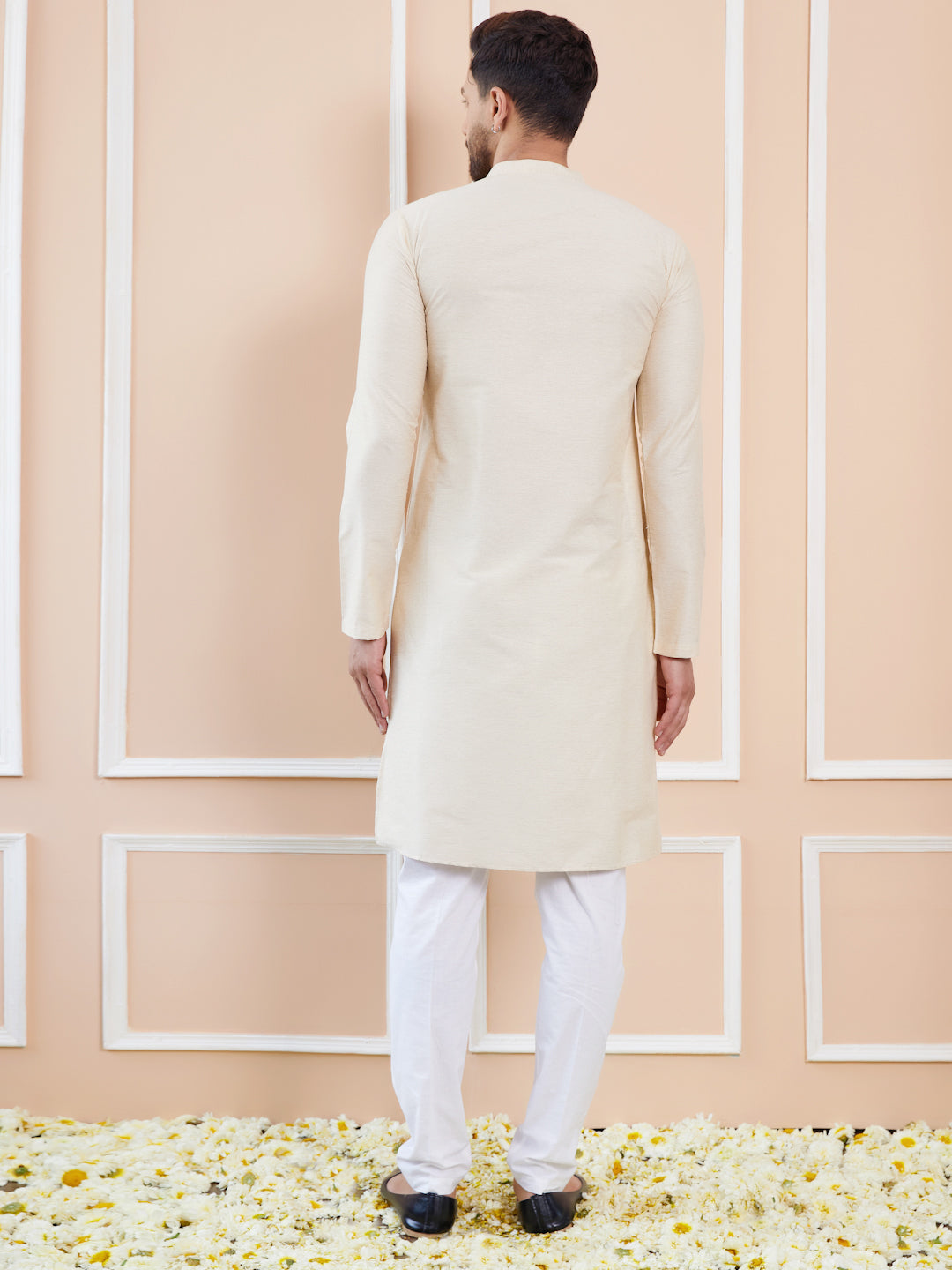 Ivory Cotton Solid Straight Kurta