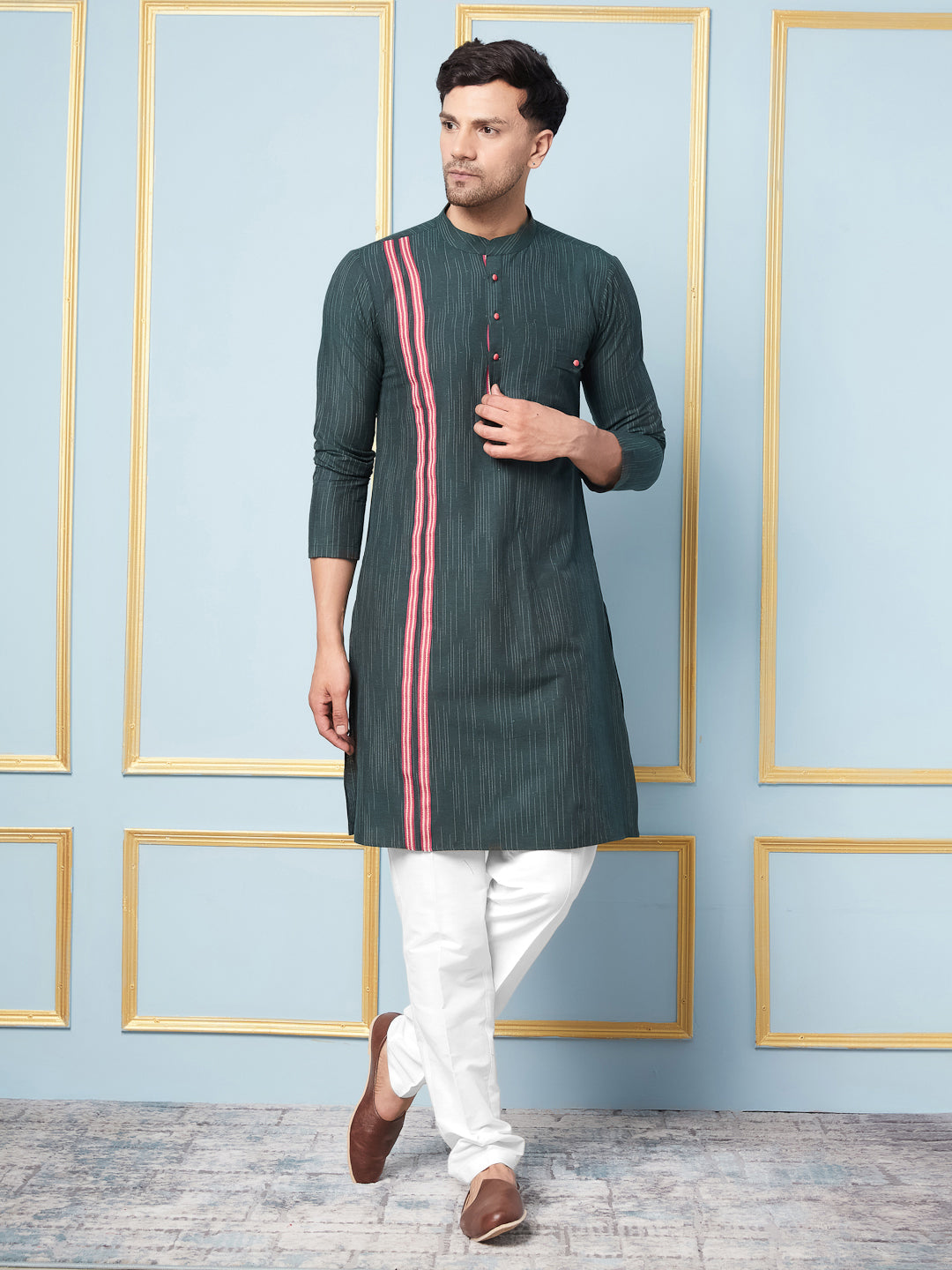 Woven Straight Cotton Kurta