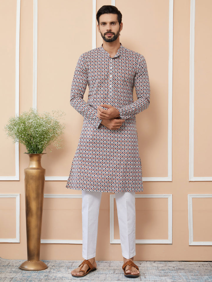 Multi Printed Pure Cotton Straight Kurta