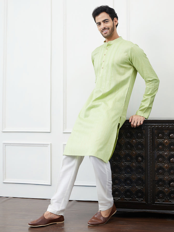 Embroidered Sequin and Thread Worked Pure Cotton Straight Kurta