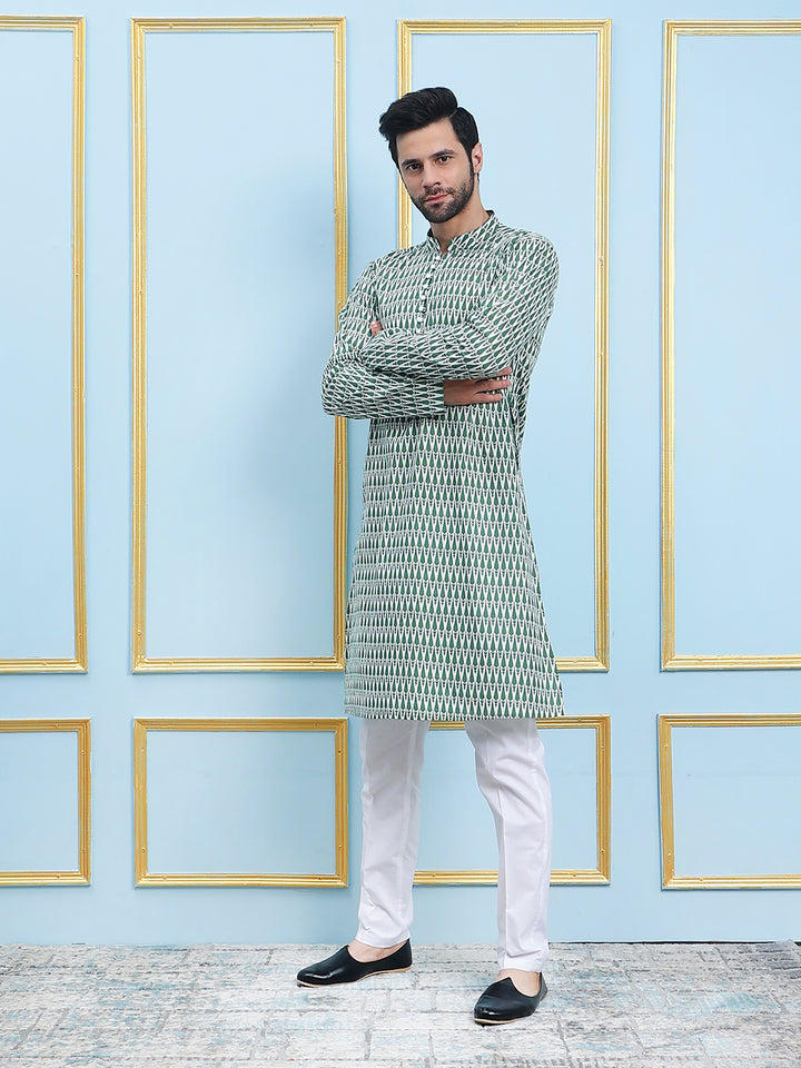 Printed Pure Cotton Straight Kurta with Pyjama