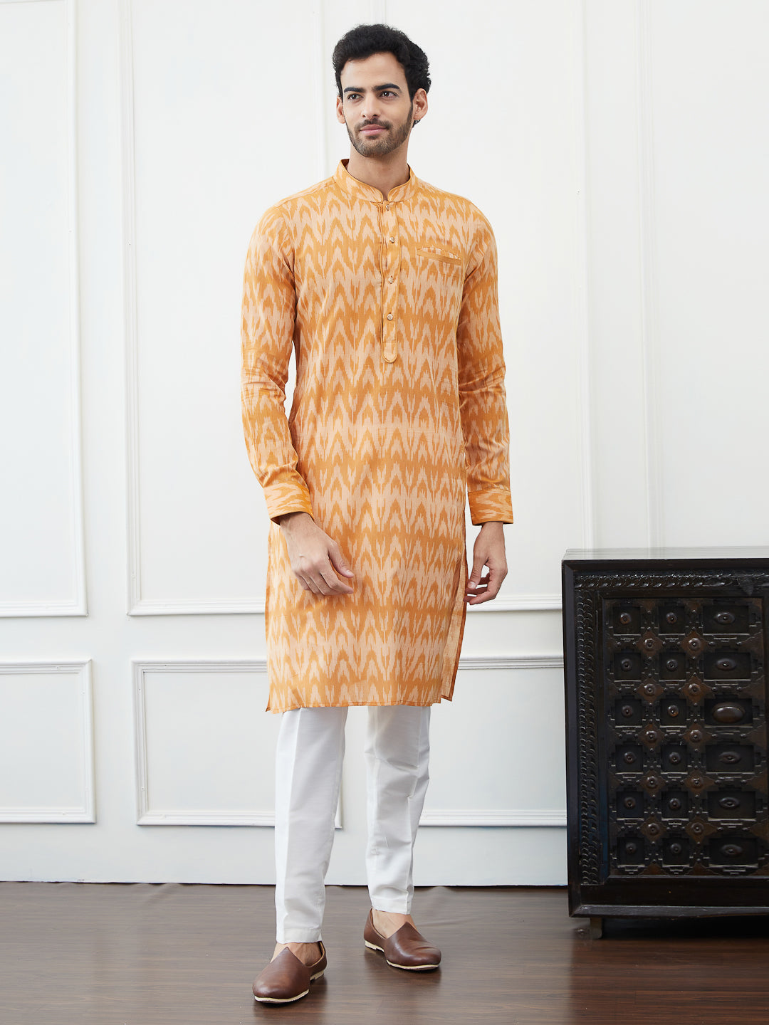 Printed Pure Cotton Straight Kurta with Pyjama