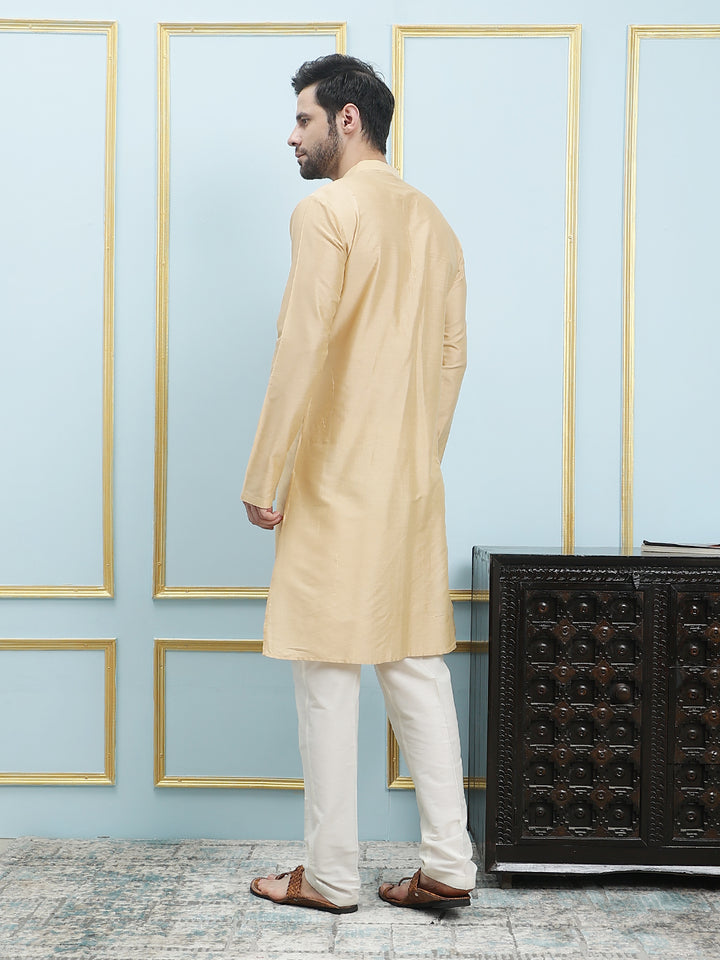 Solid Pure Cotton Straight Kurta with Embroidered Neck Design and Pyjama