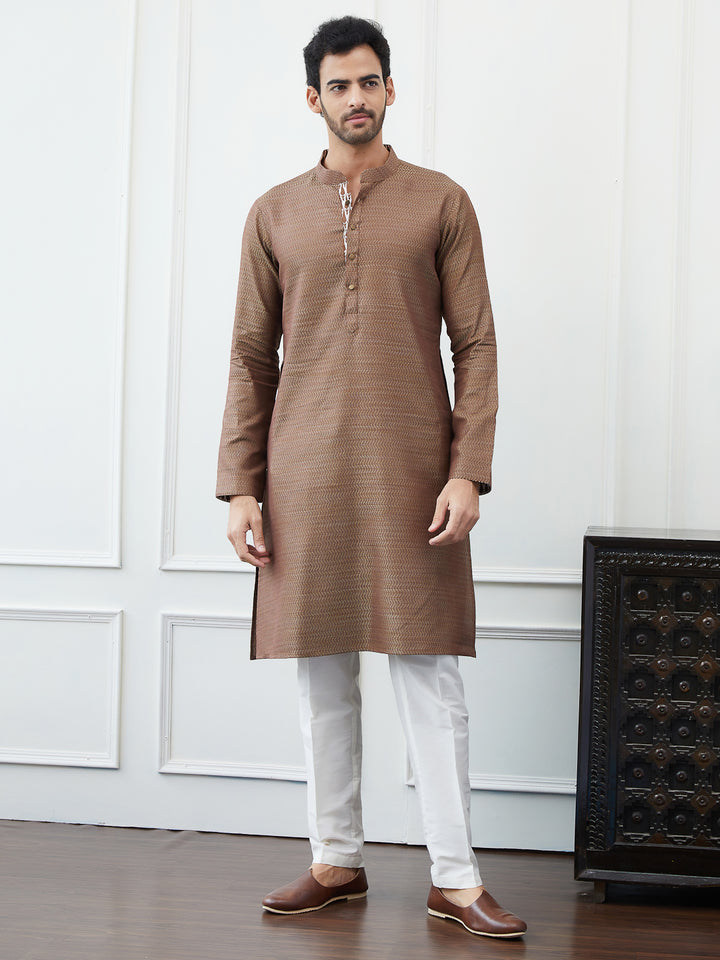 Thread Worked Cotton Silk Straight Kurta