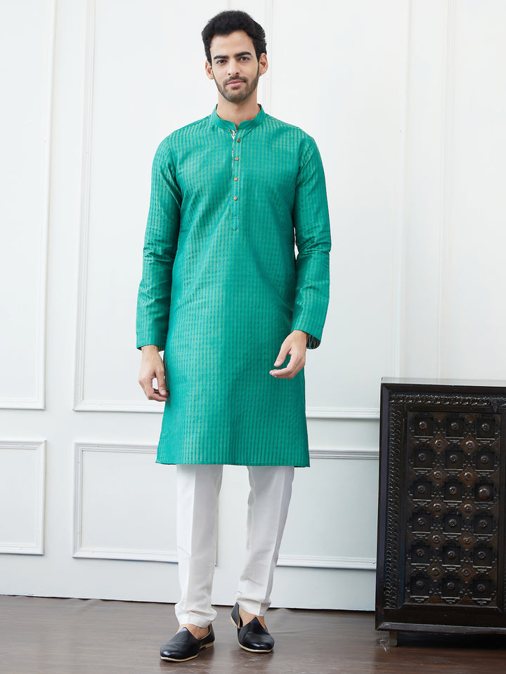 Thread Worked Cotton Silk Straight Kurta with Pyjama