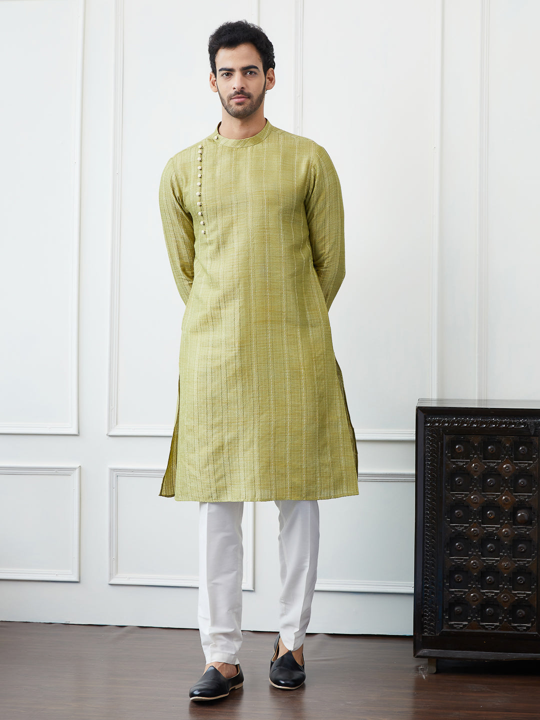 Thread Worked Pure Cotton Straight Kurta with Pyjama