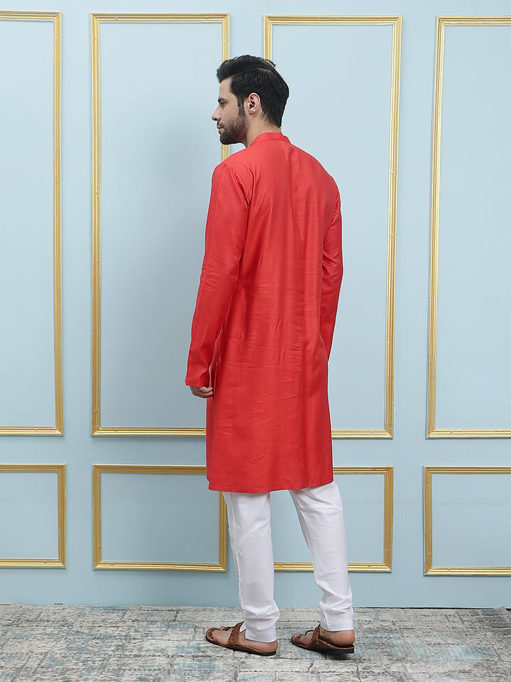 Solid Cotton Silk Straight Kurta with Pyjama