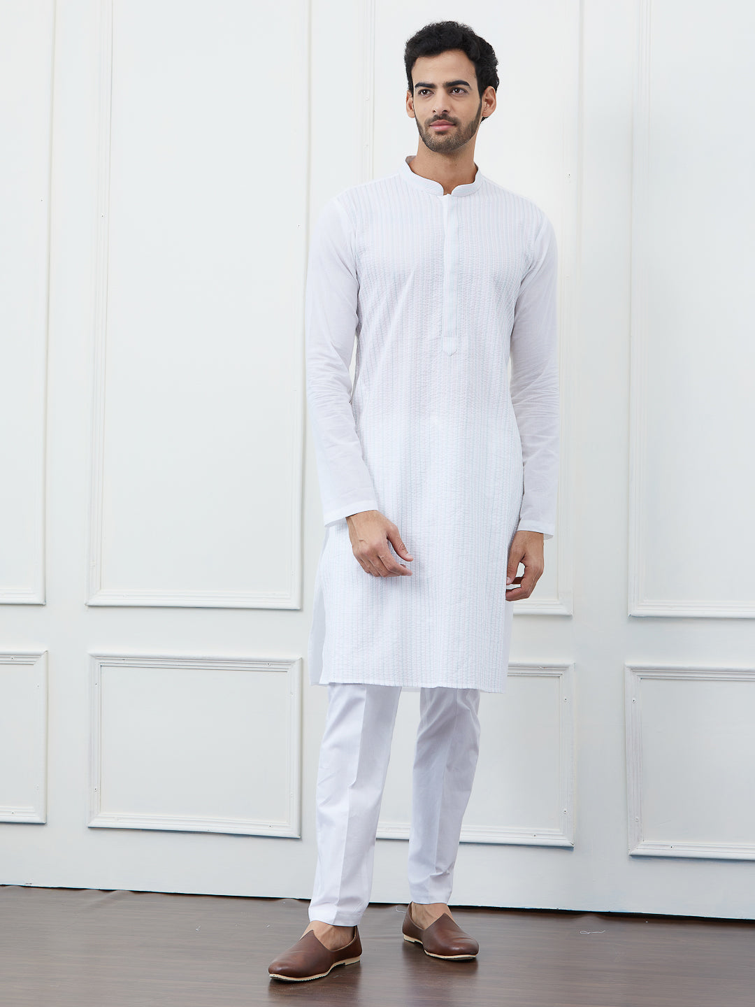 Thread Work Pure Cotton Kurta with Pyjama