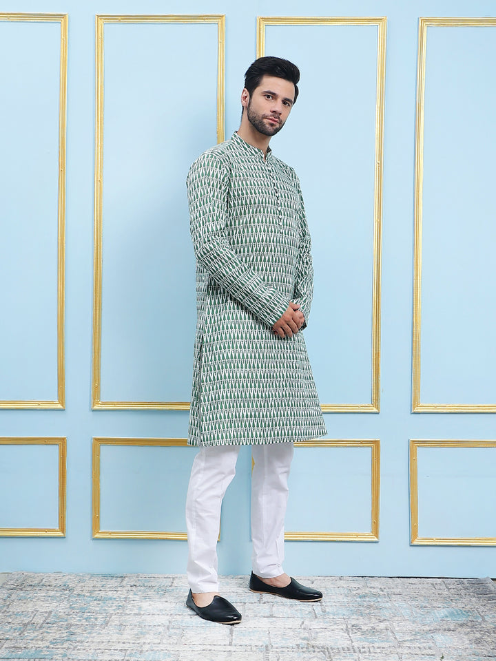 Printed Pure Cotton Straight Kurta with Pyjama