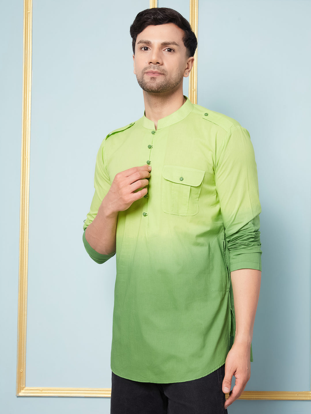 Ombre Dyed Pure Cotton Short Kurta