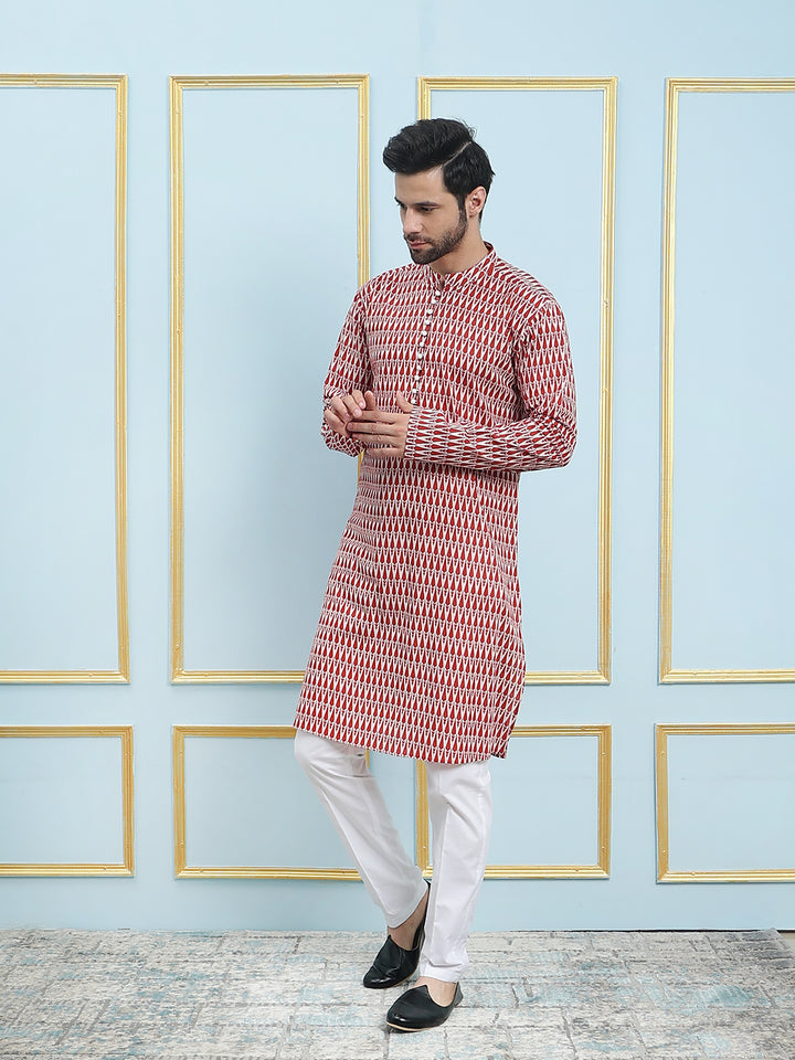 Printed Pure Cotton Straight Kurta with Pyjama