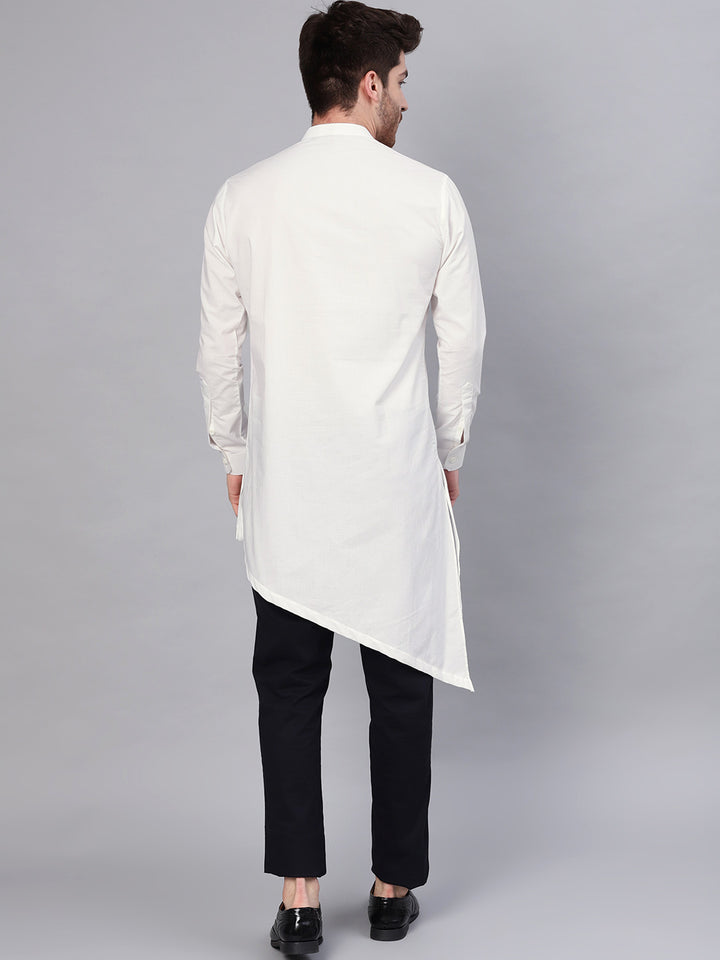 White Asymmetric Pure Cotton Kurta