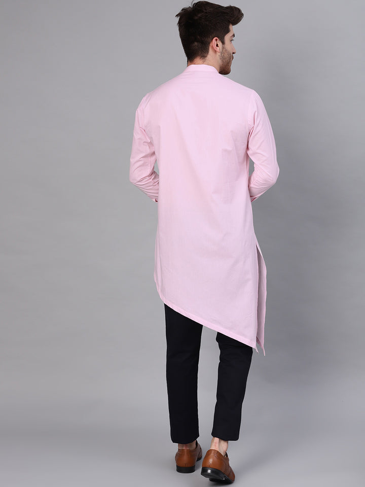 Pink Asymmetric Pure Cotton Kurta