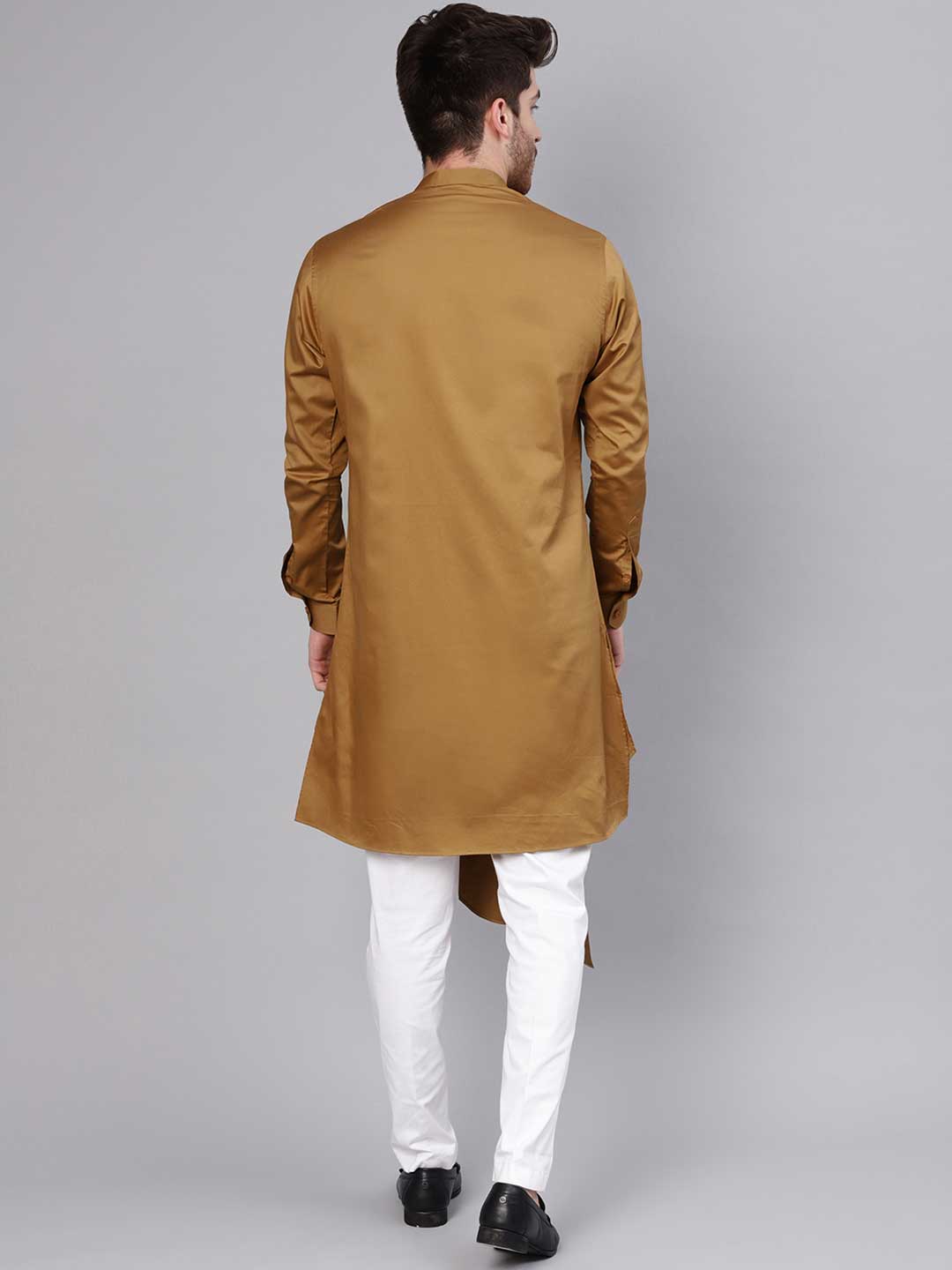 Khaki Asymmetric Pure Cotton Kurta