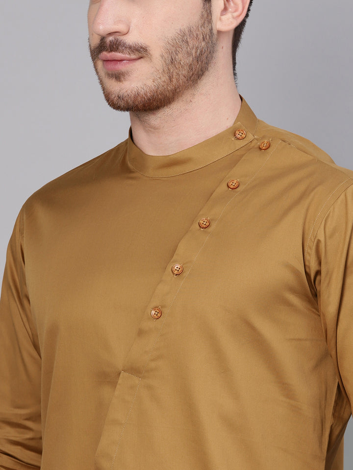 Beige Asymmetric Pure Cotton Kurta