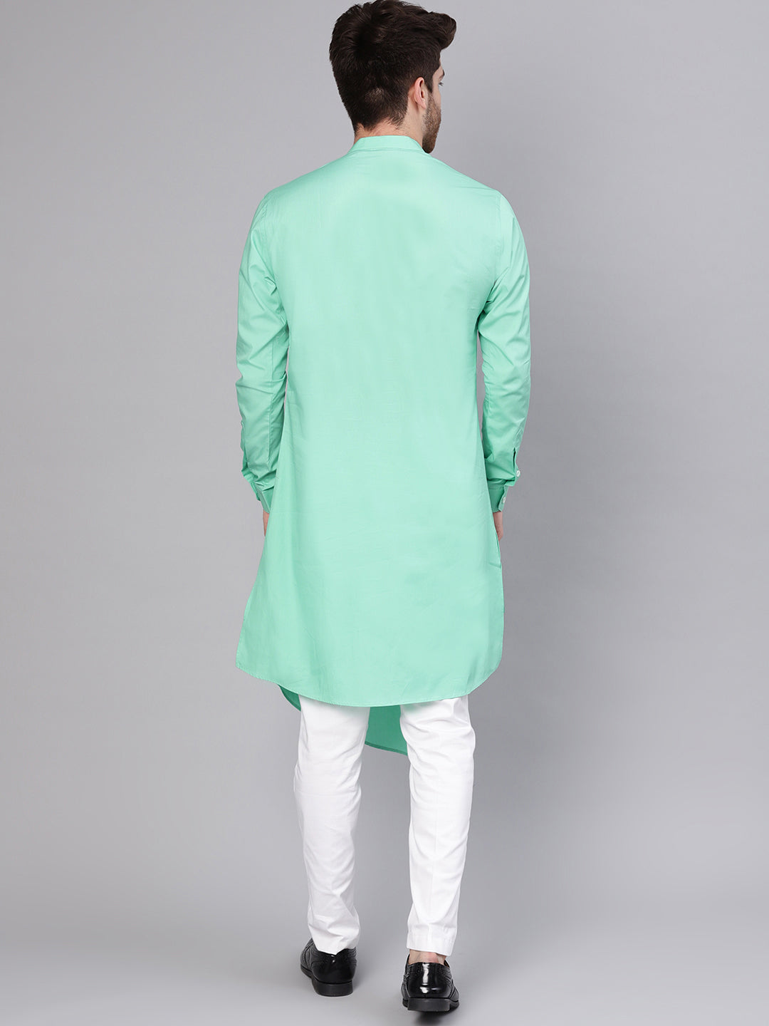 Green Asymmetric Pure Cotton Kurta