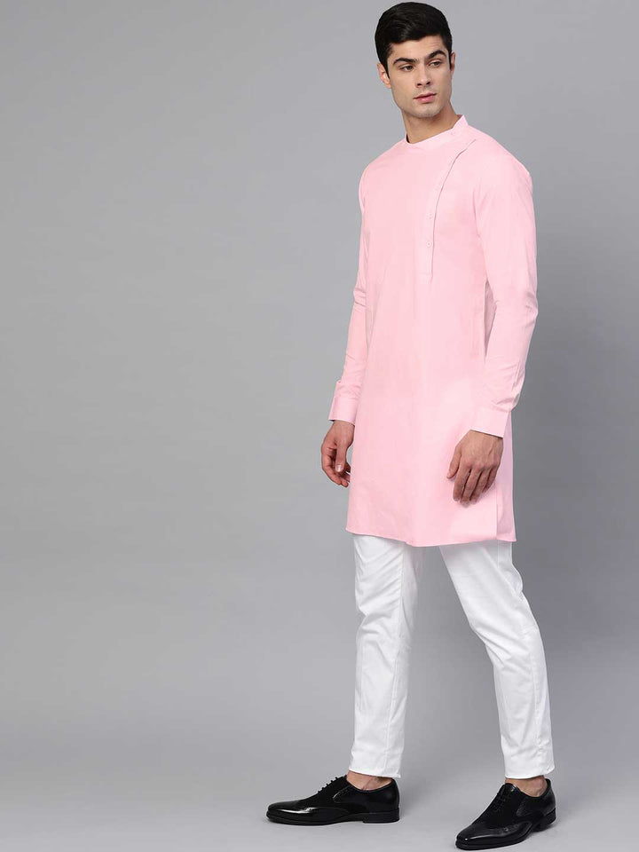 Pink Asymmetric Pure Cotton Kurta