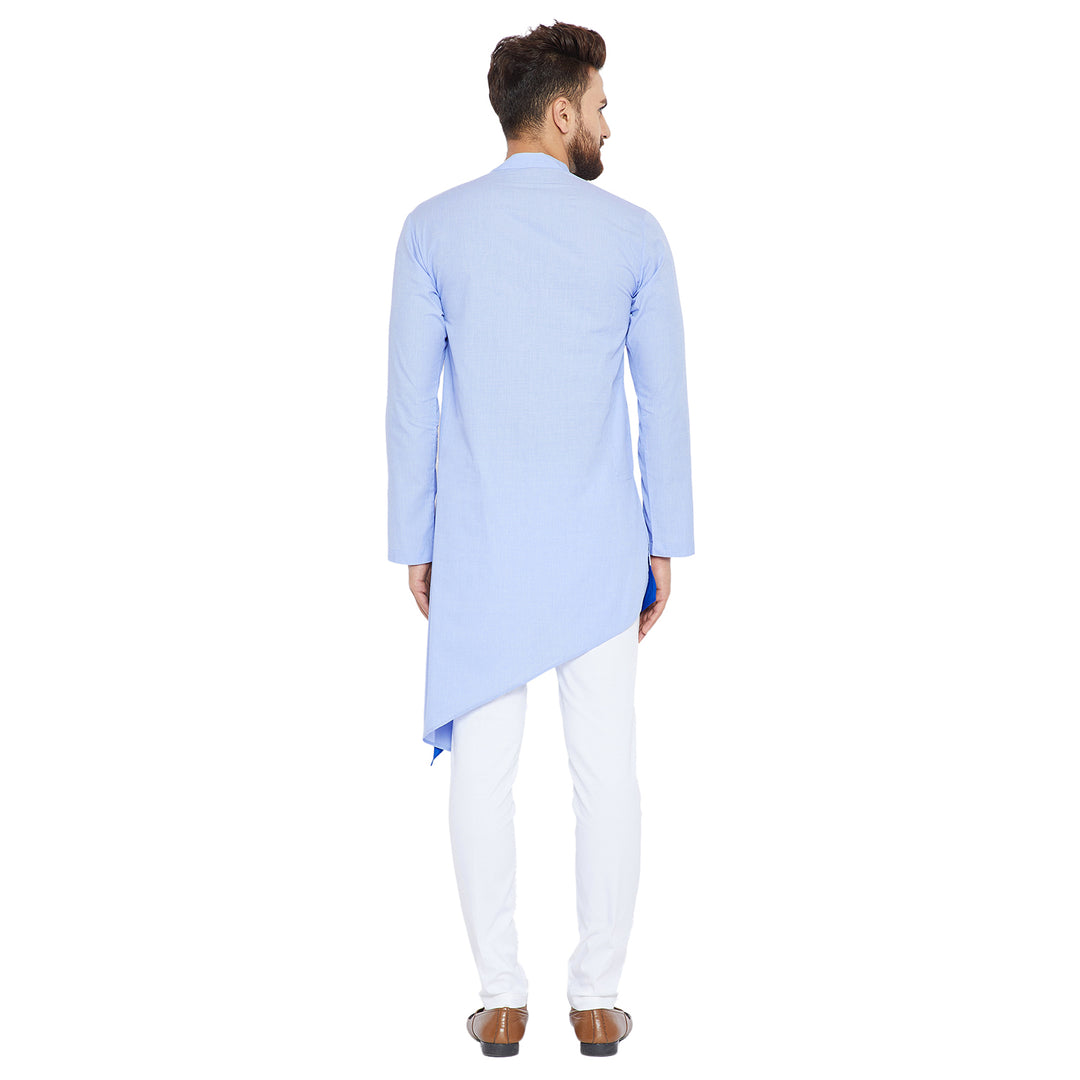 Blue Asymmetric Pure Cotton Kurta