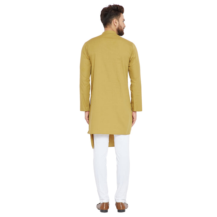 Beige Asymmetric Pure Cotton Kurta