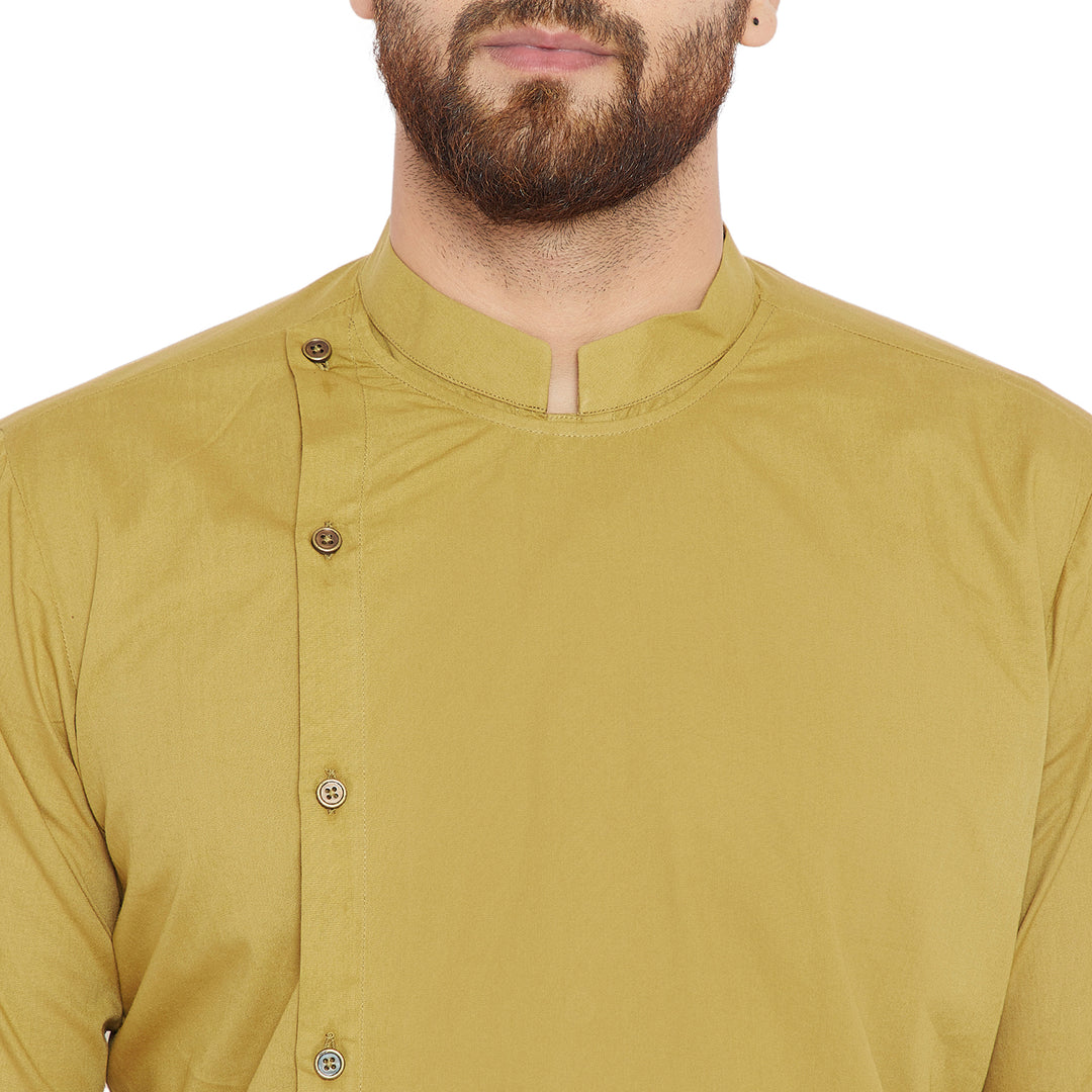 Beige Asymmetric Pure Cotton Kurta