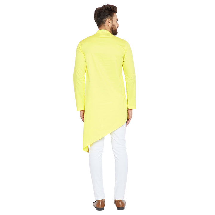 Yellow Asymmetric Pure Cotton Kurta