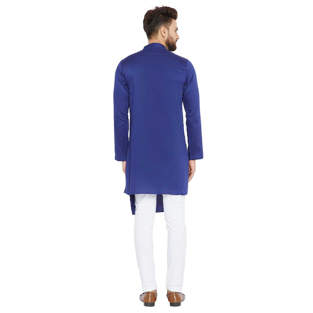 Navy Asymmetric Pure Cotton Kurta