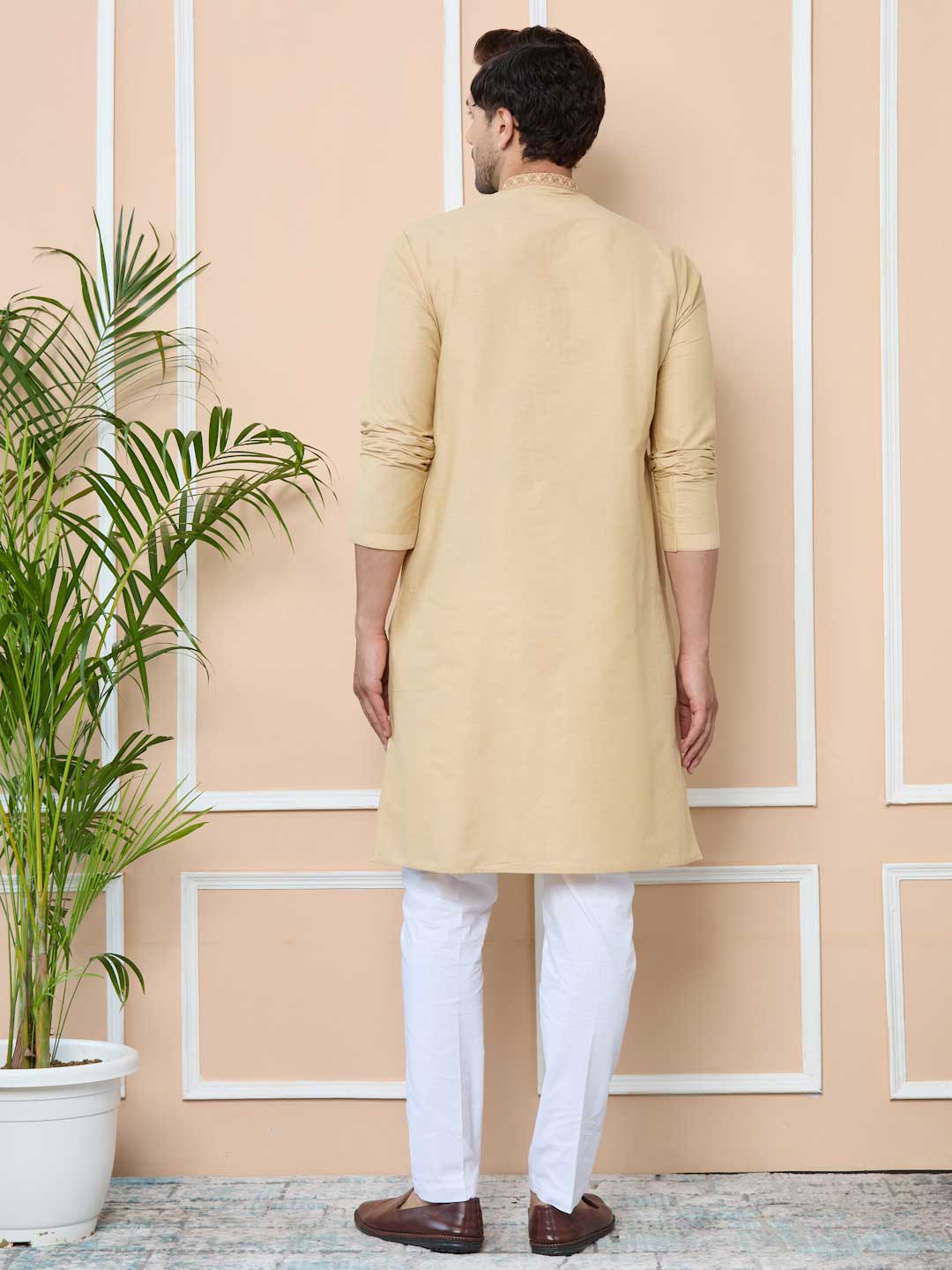 Beige Delux Cotton Straight Kurta 