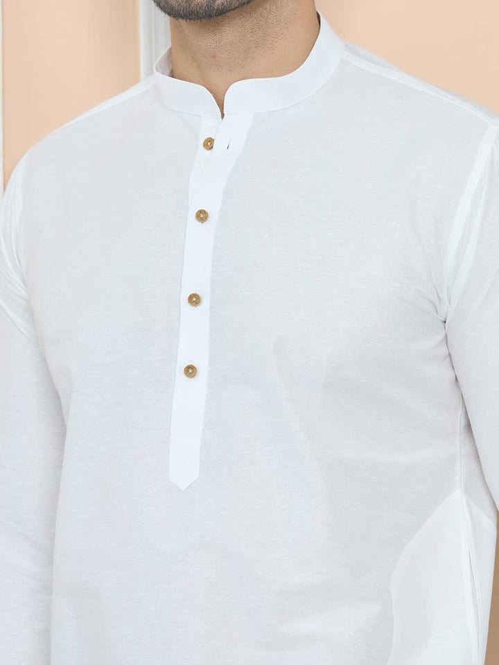 Off-White Solid Delux Cotton Straight Kurta