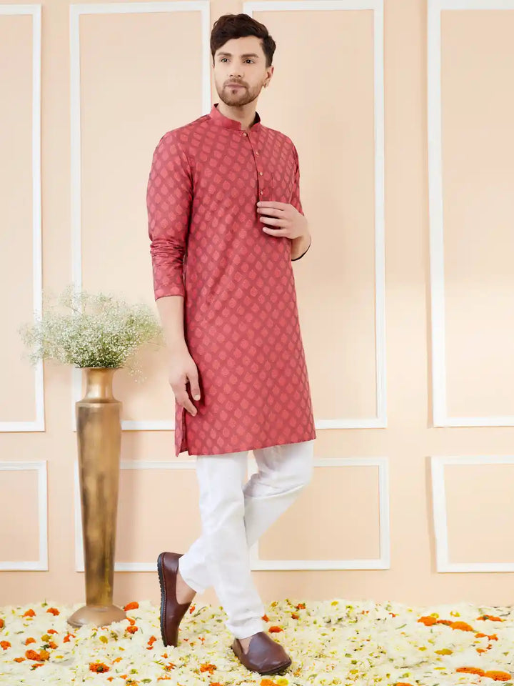 red_partywear_kurta