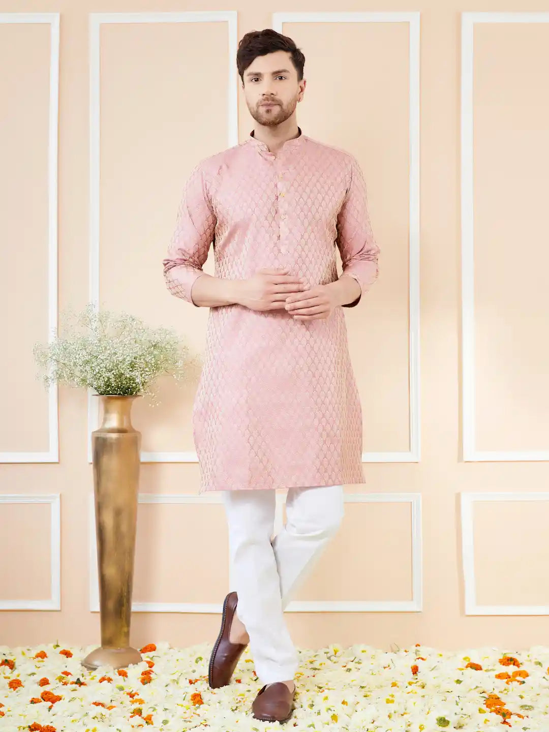 pink designer kurta for men