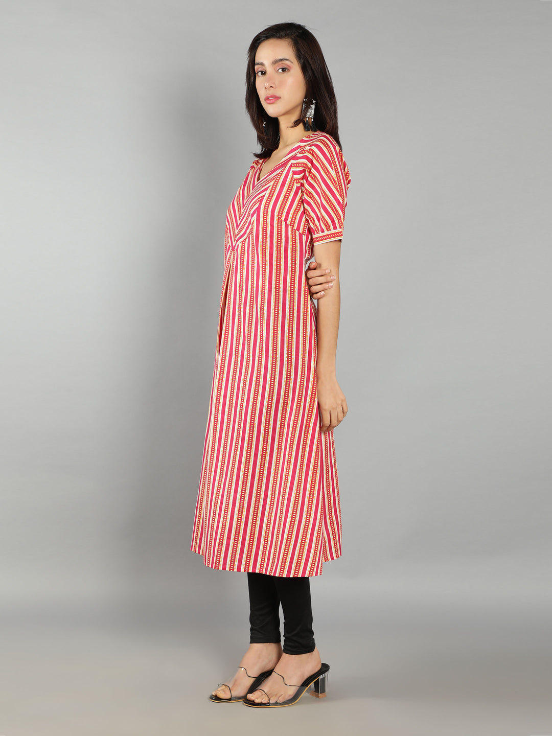 Striped Printed A-Line Kurta