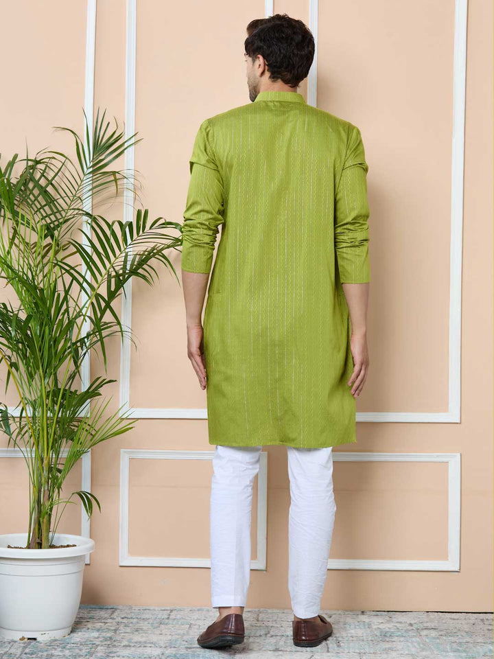 Green Thread Work Straight Kurta