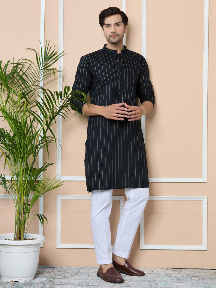 Black Thread Work Straight Kurta