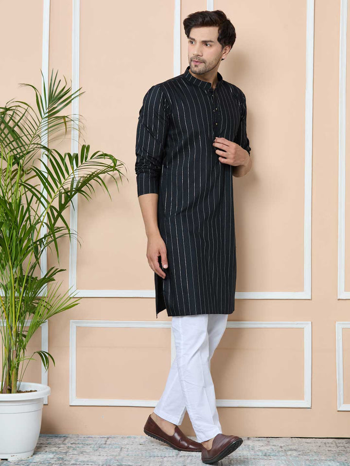 Black Thread Work Straight Kurta