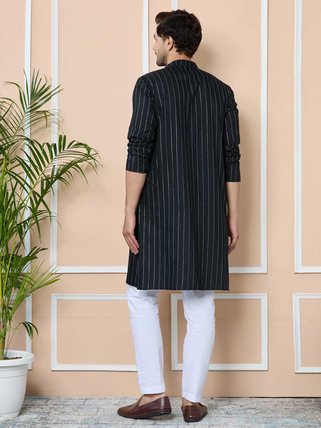 Black Thread Work Straight Kurta